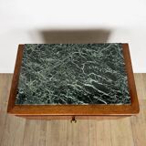 Paire de chevets ou tables d'appoint chêne et marbre vert de mer