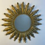 Round wrought iron sun mirror from the 50s, Italy