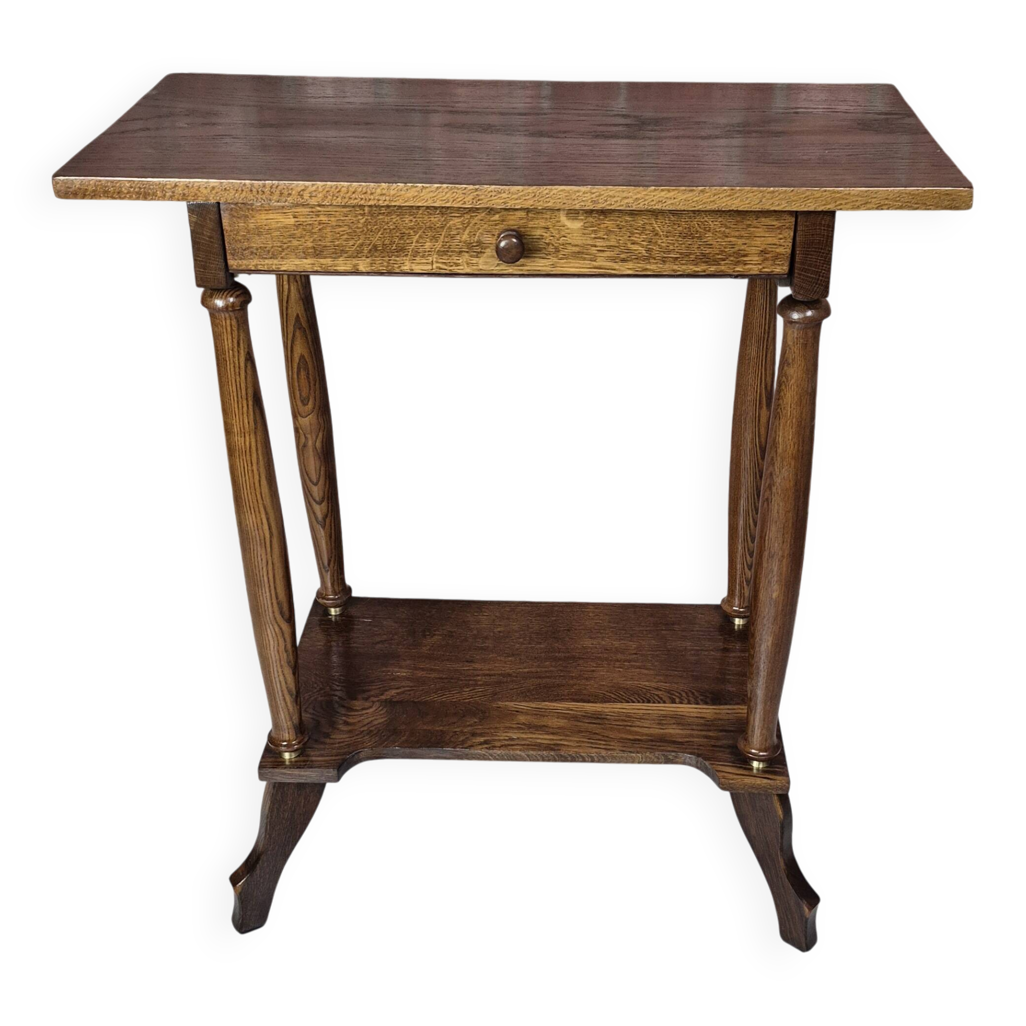 Antique Oak Side Table with Drawer, circa 1900