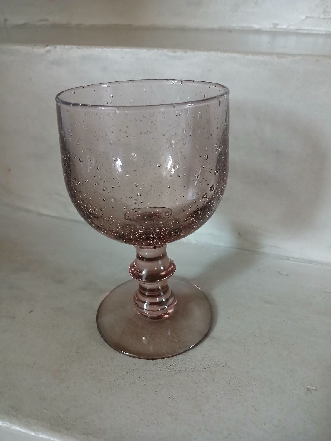Large stemmed glass with bubble glass