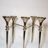 Vintage chandelier with 5 articulated arms in silver chromed steel, French design 70s.