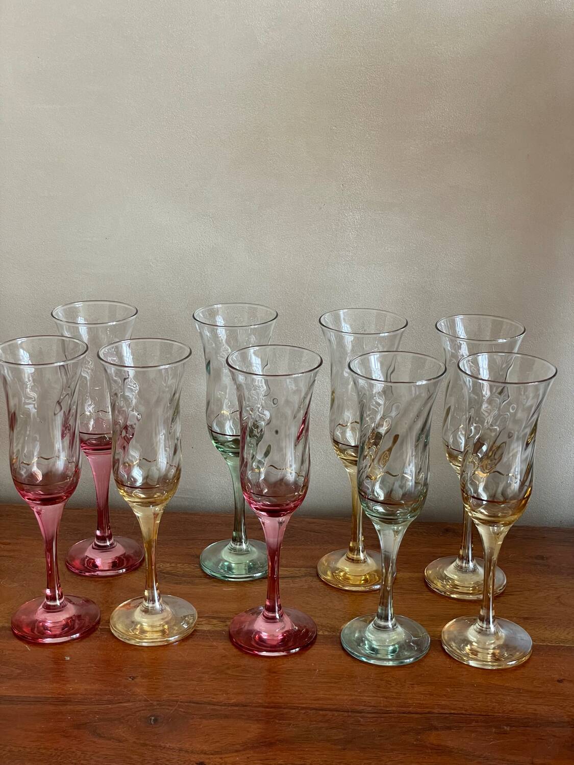 Colorful champagne flutes