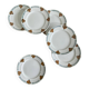 6 antique earthenware dessert plates, ironstone, Moulin des Loups Aubépine