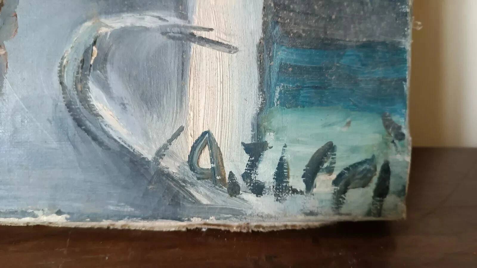 oil painting on canvas signed 1950s