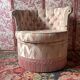 Pair of Hollywood Regency style cabriolet armchairs in satin pink, 1970s.