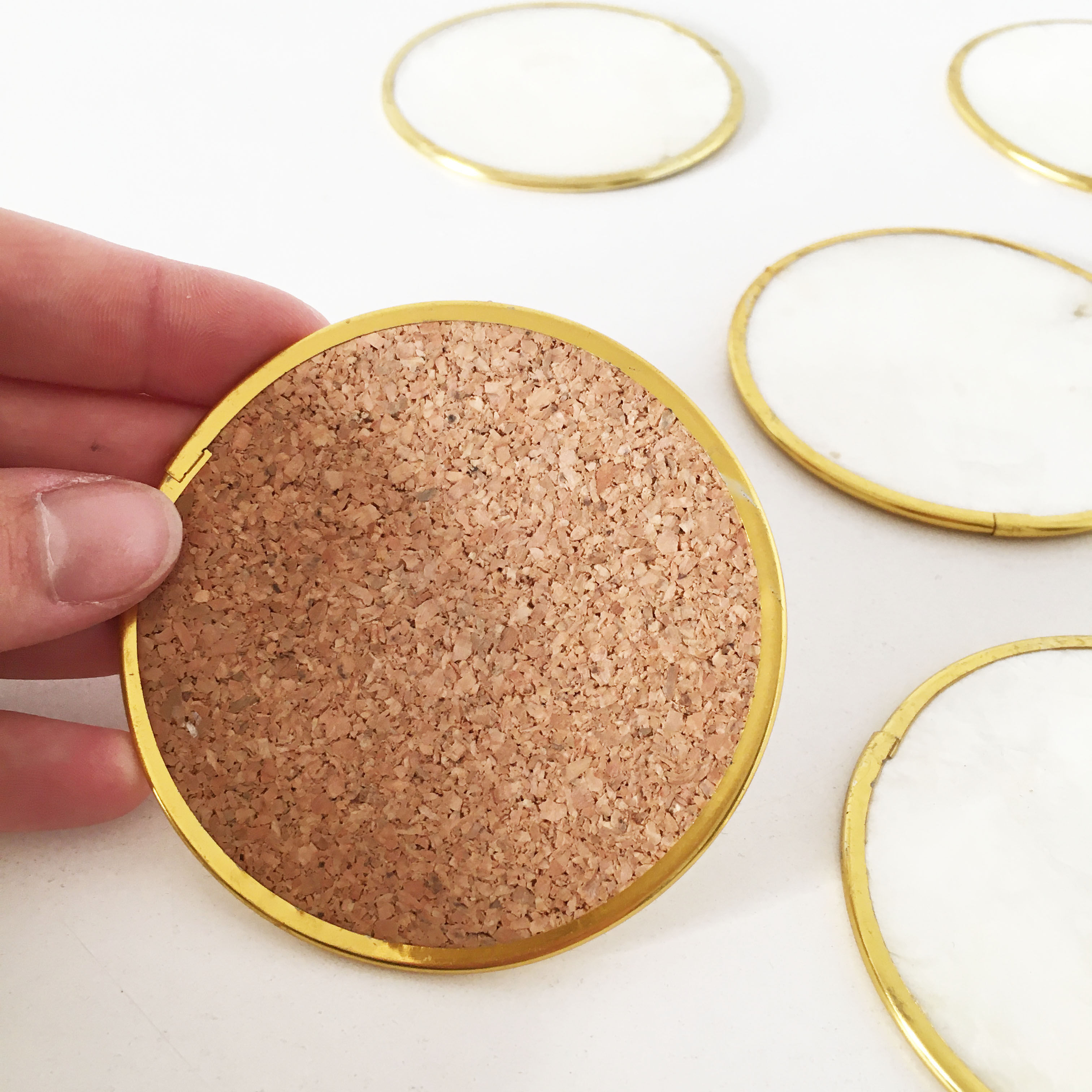 6 vintage mother-of-pearl coasters