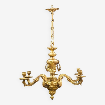 Louis XVI bronze gilt chandelier.