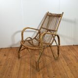 chaise longue italienne vintage en rotin