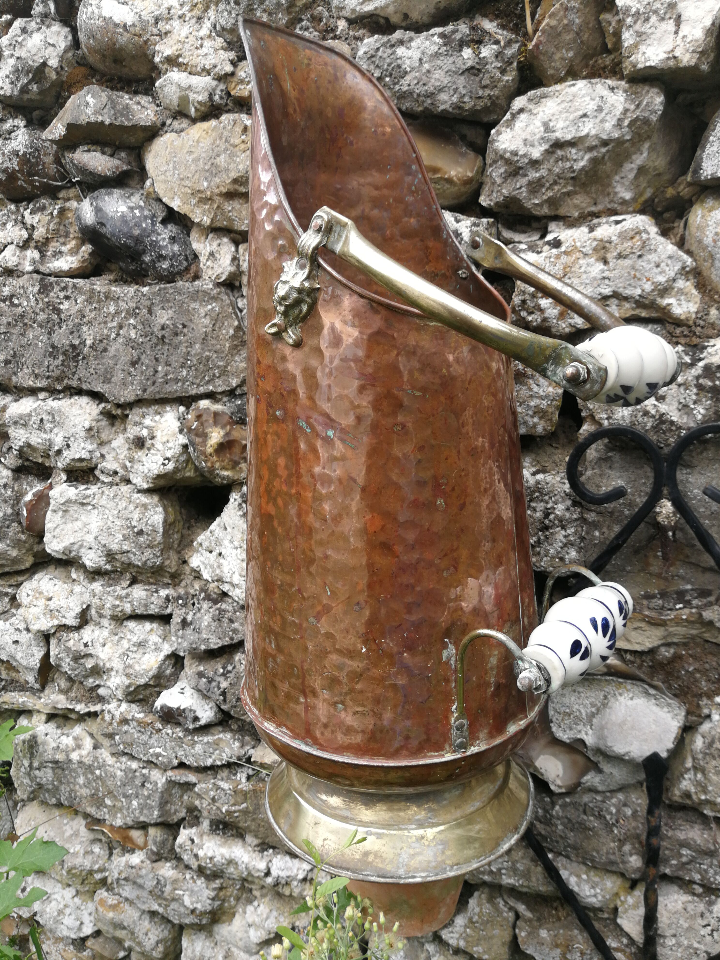 Copper and brass bucket