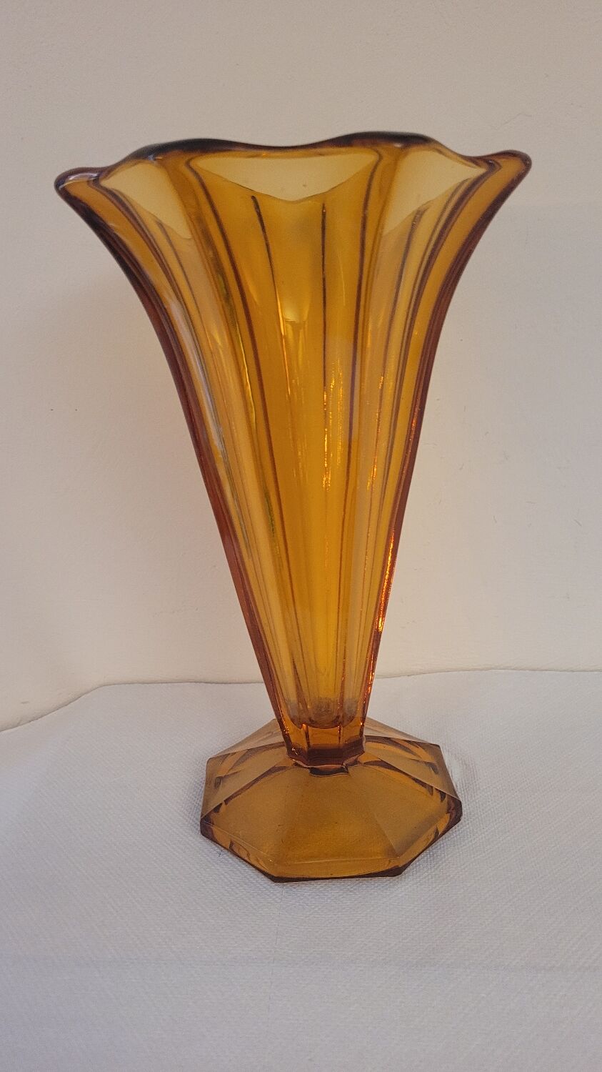60's amber glass vase