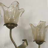 Lamp salerno 2 rods metal finish tulips in blown glass 52,5 cm