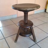Old solid oak stool adjustable in height 50
