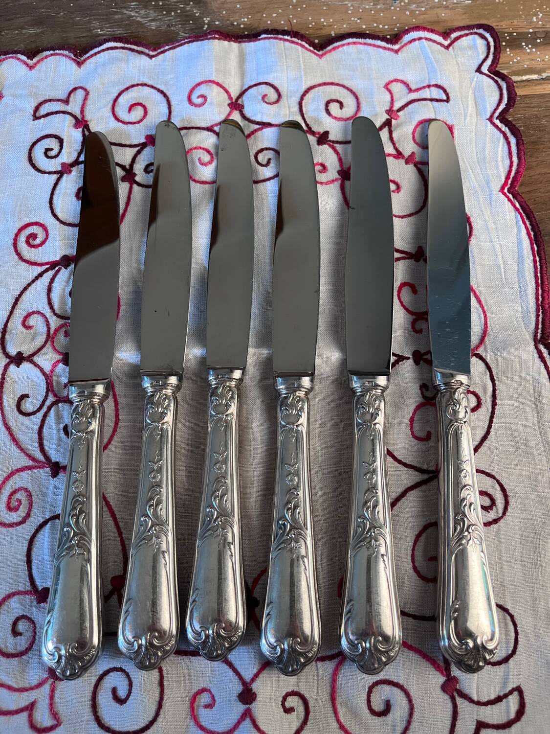 6 Ercuis silver-plated table knives