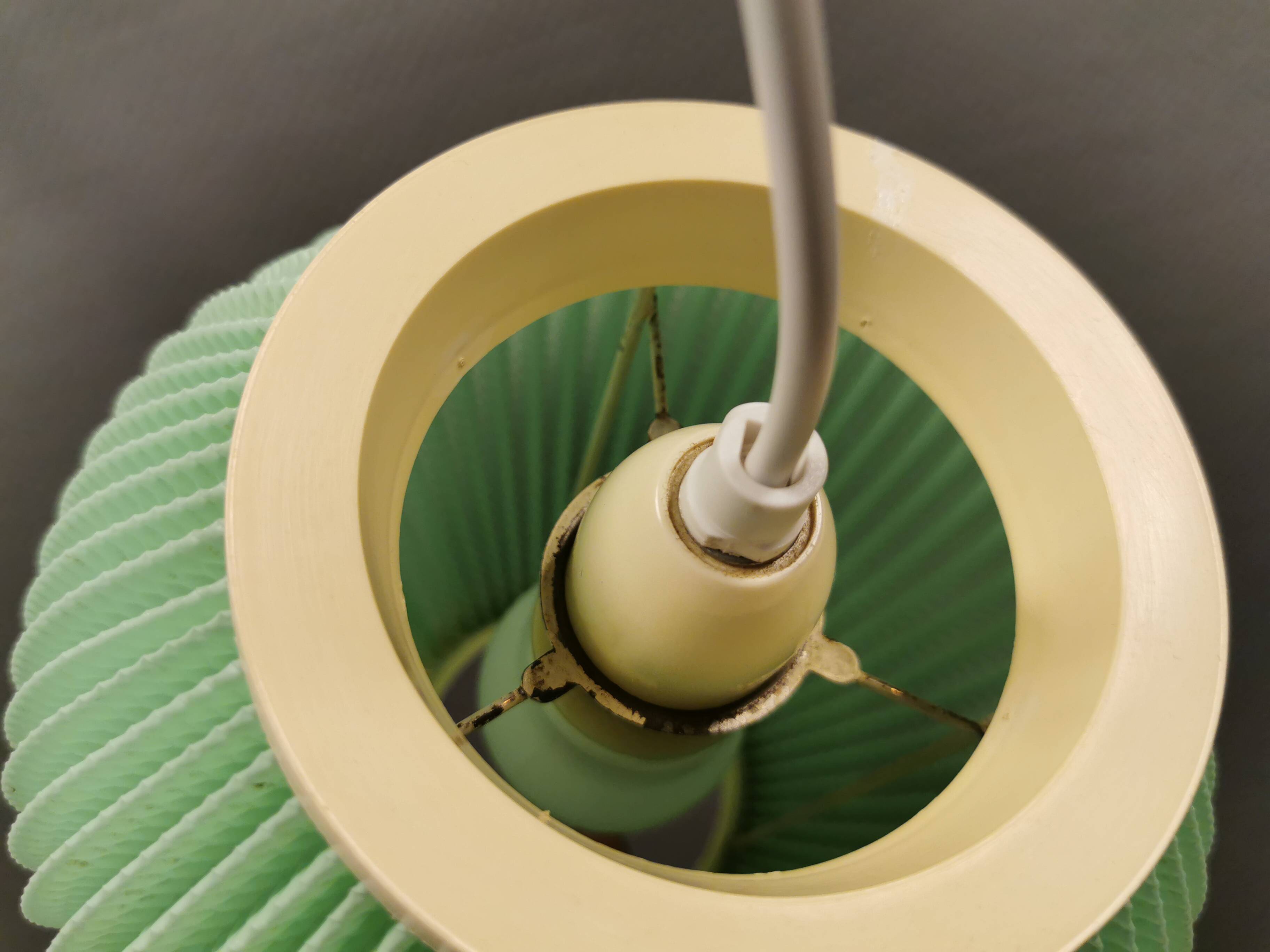 Danish pleated hanging lamp, Pearl Shade, produced by Hoyrup Light and designed by Lars E Schiøler