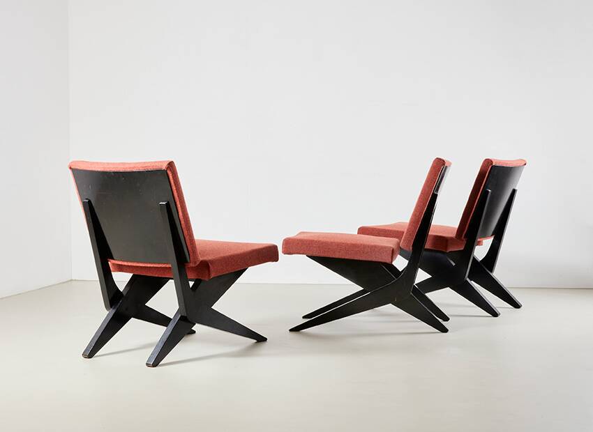 Set of 3 Scissor Easy Chairs Model FB18 by Architect Jan van Grunsven for Pastoe Netherlands 1955