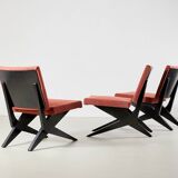 Set of 3 Scissor Easy Chairs Model FB18 by Architect Jan van Grunsven for Pastoe Netherlands 1955