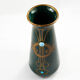 Antique secession vase in ceramic green glaze with copper & turquoise-1900s