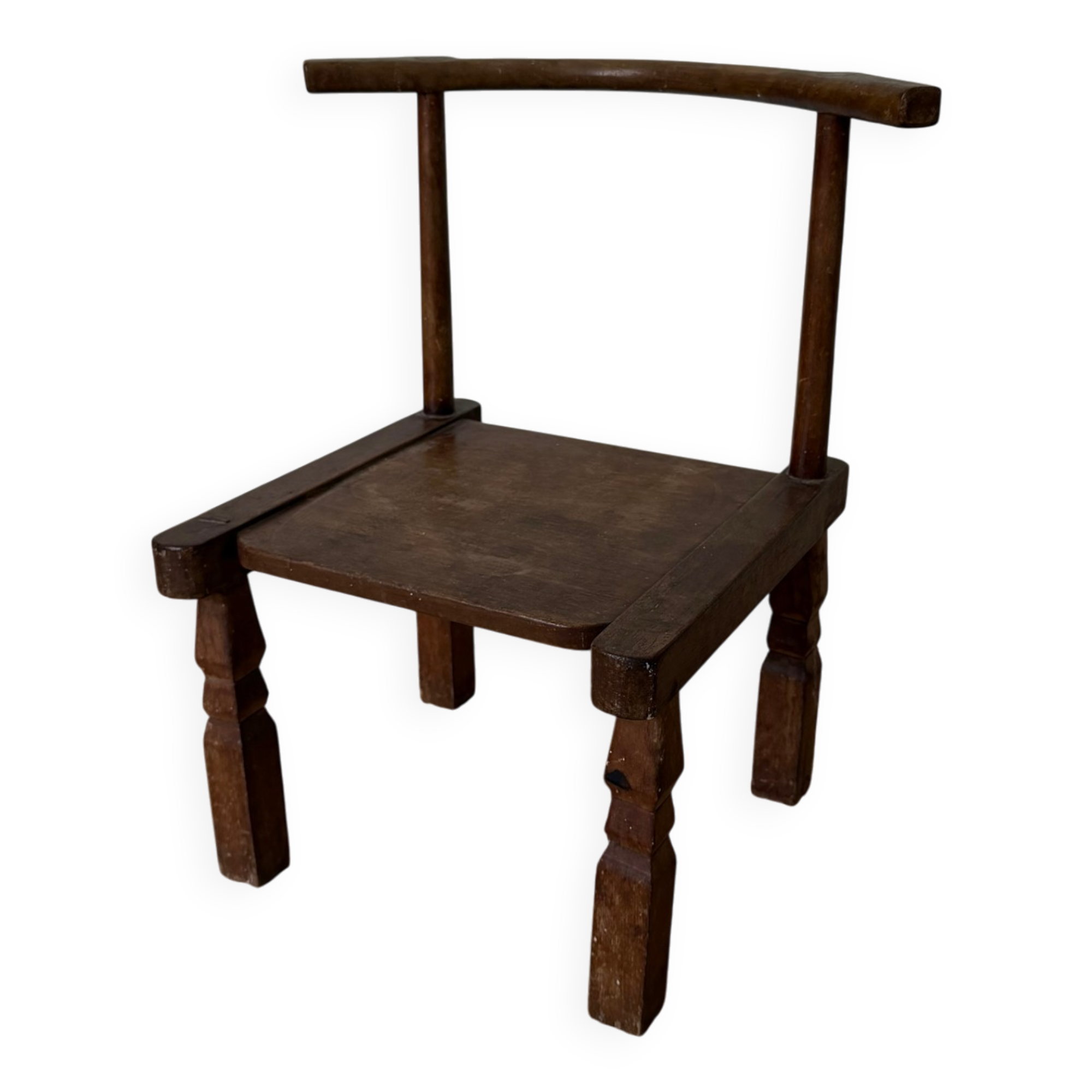 Handcrafted low chair in solid wood – Ivory Coast
