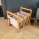 Vintage magazine rack made of bamboo, rattan and canvas