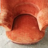 Orange velvet toad armchair