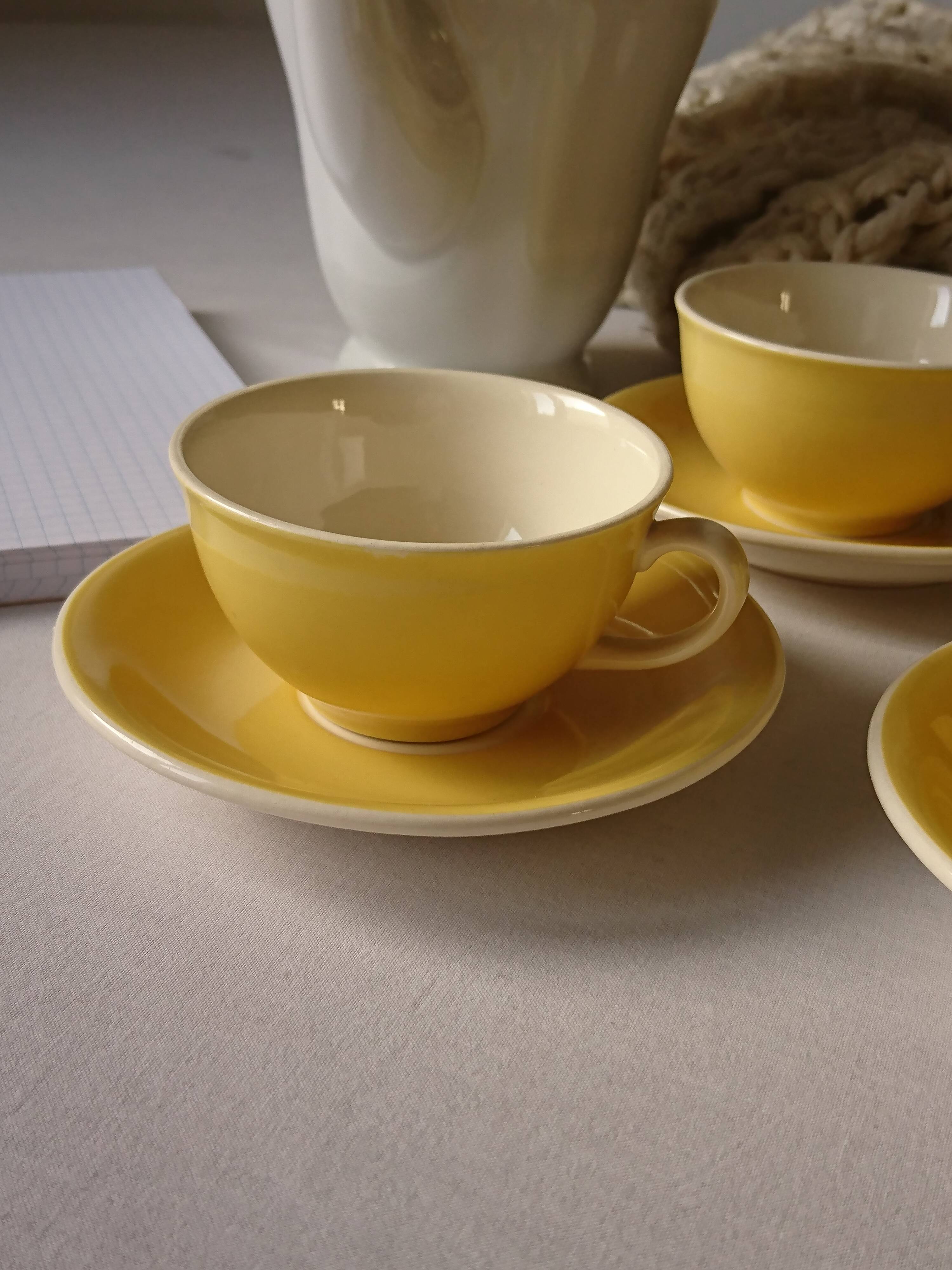 Coffee set 5 yellow cups Villeroy & Boch vintage