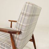 Ensemble vintage fauteuil et repose-pieds Tartan Royal Design Mid Century Style