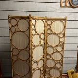 Rattan and bamboo screen vintage design 60/70