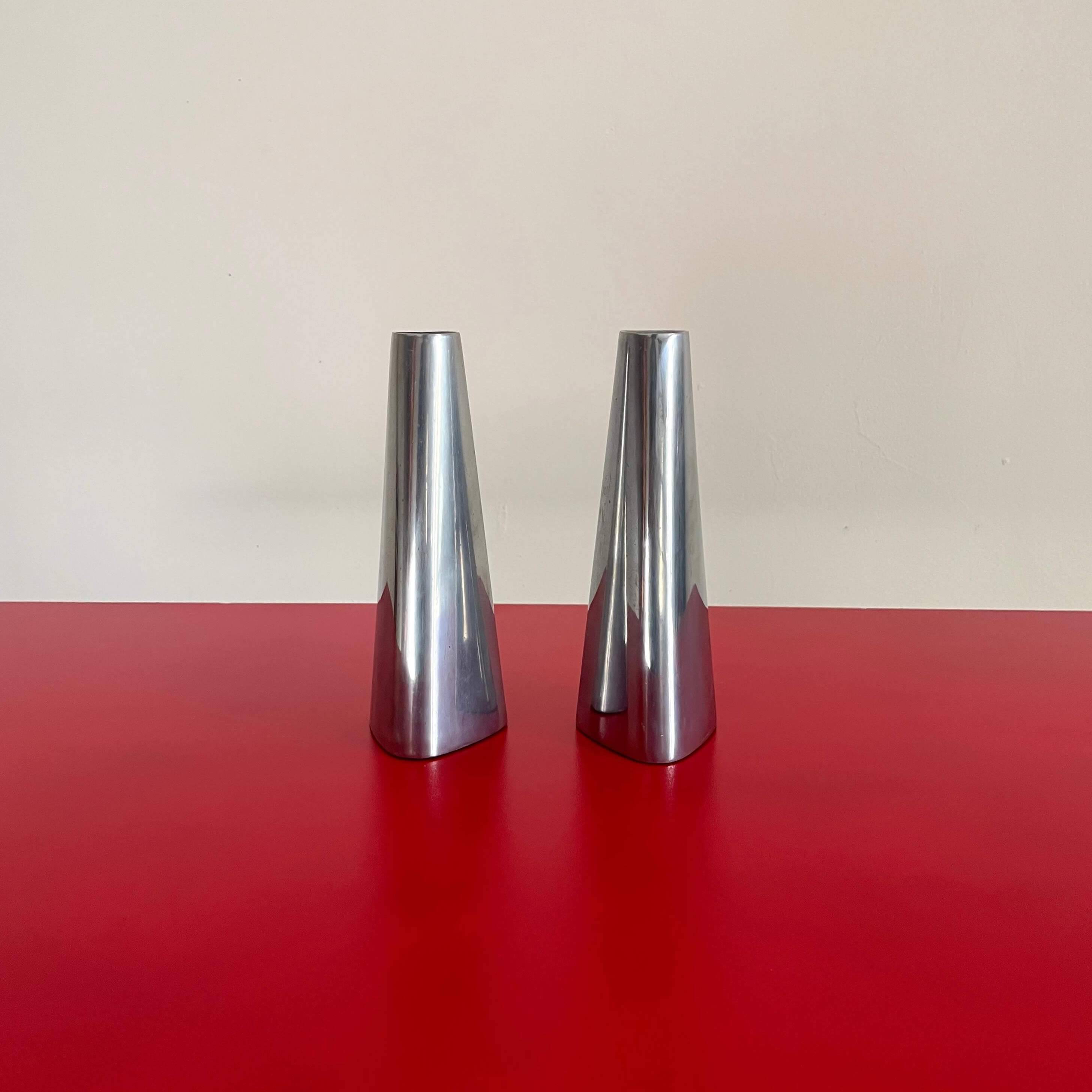 Two aluminum candlesticks