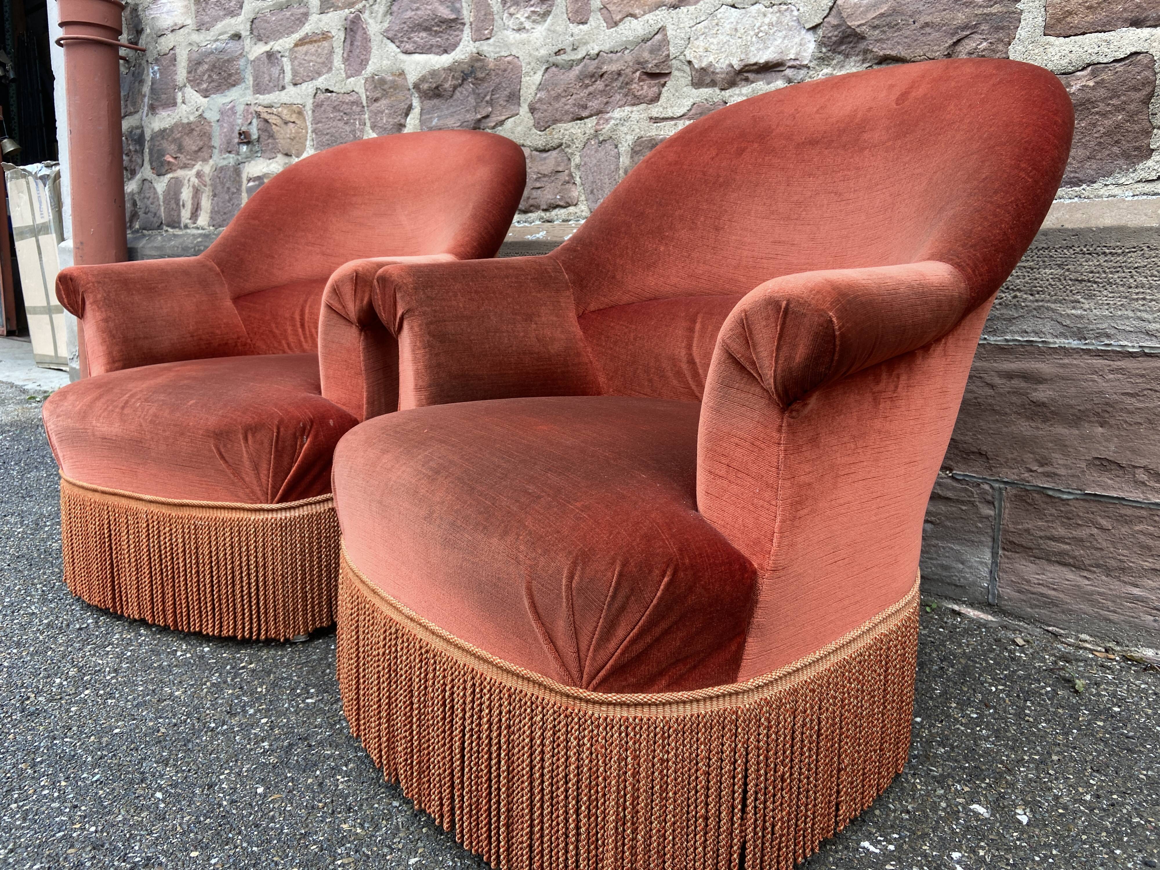 Pair of vintage toad armchairs