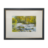 Tableau Aquarelle "Rivière de montagne arborée" par Blanot Wawrzyniak