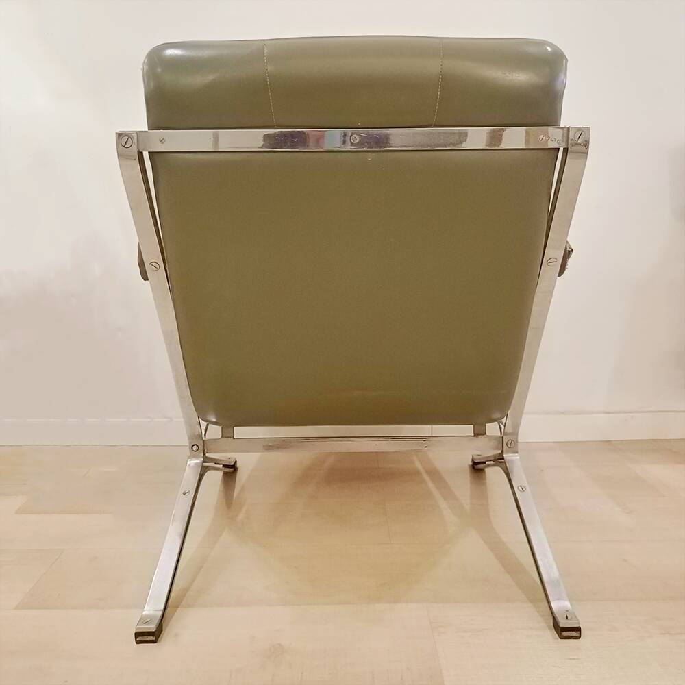 Vintage Metal and Skai Armchair, 1970s