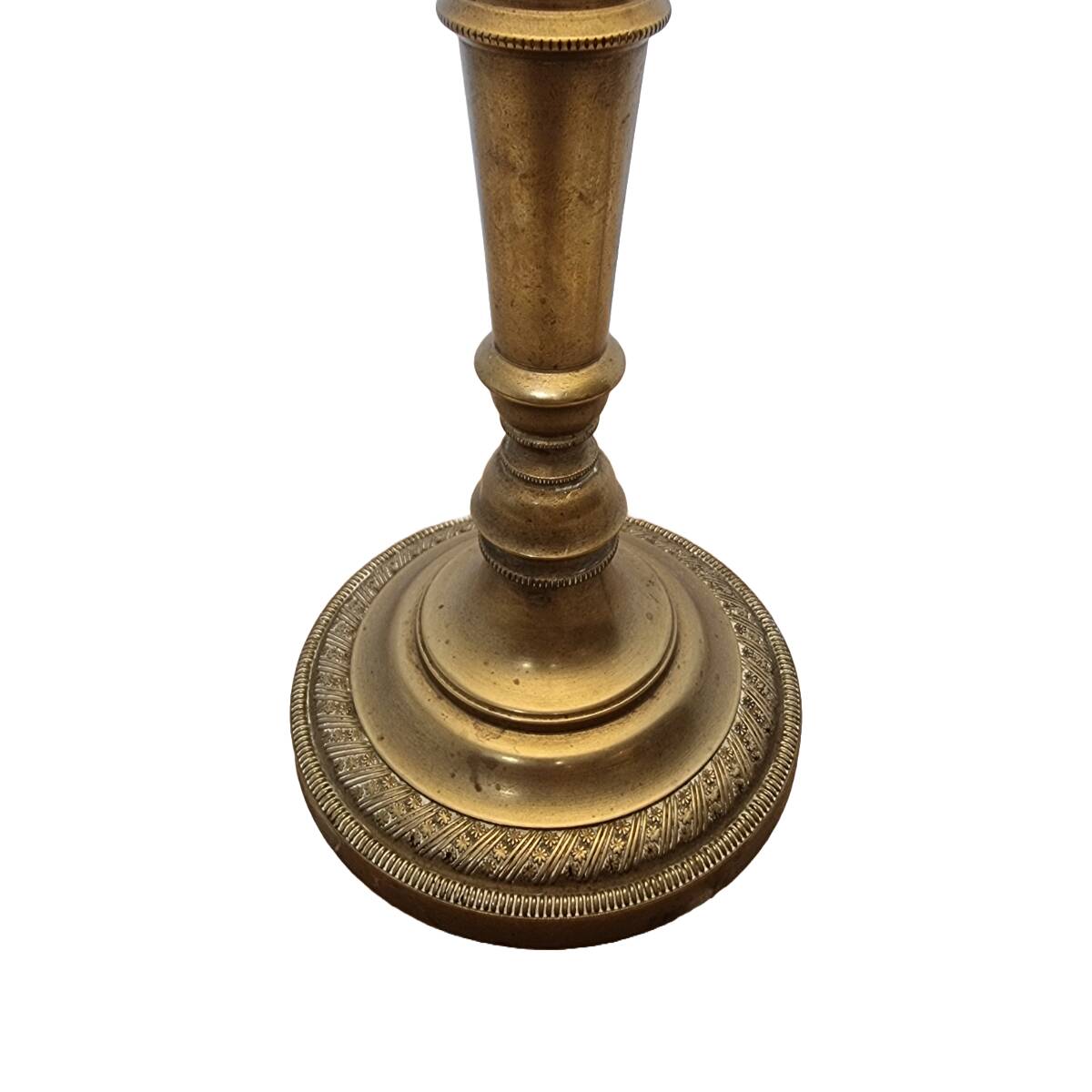 Vintage Brass Lamp With White Opaline Shade