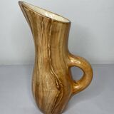 Wood imitation ceramic pitcher signed RDelarue