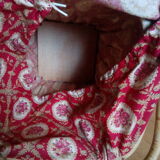 Square-shaped 1960s wicker knitting cart worker