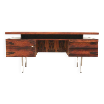 Large vintage rosewood desk, signed Leo Bub for Wertmöbel, 1960s