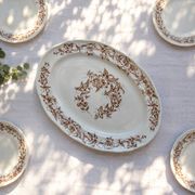 Plat ovale du XIXe siècle en terre de fer signé Longchamp "Liserons"