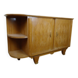 Buffet de coin en bois clair époque Art Déco circa 1930, d'après Jules Leleu