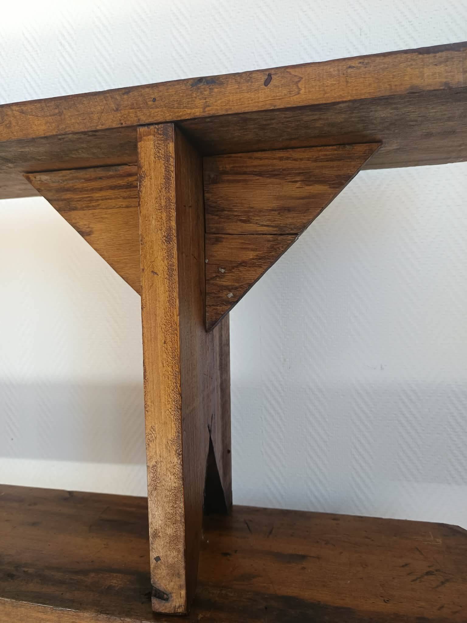 Paire de bancs de ferme en bois massif