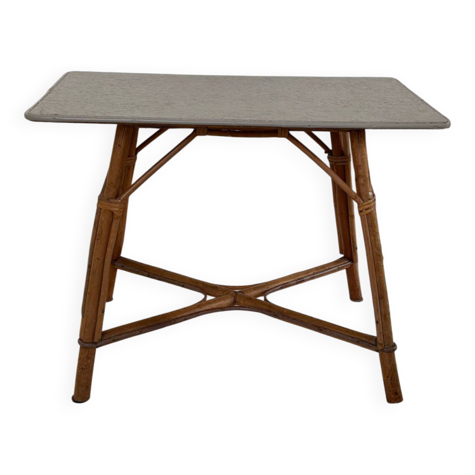 Rattan and wood table