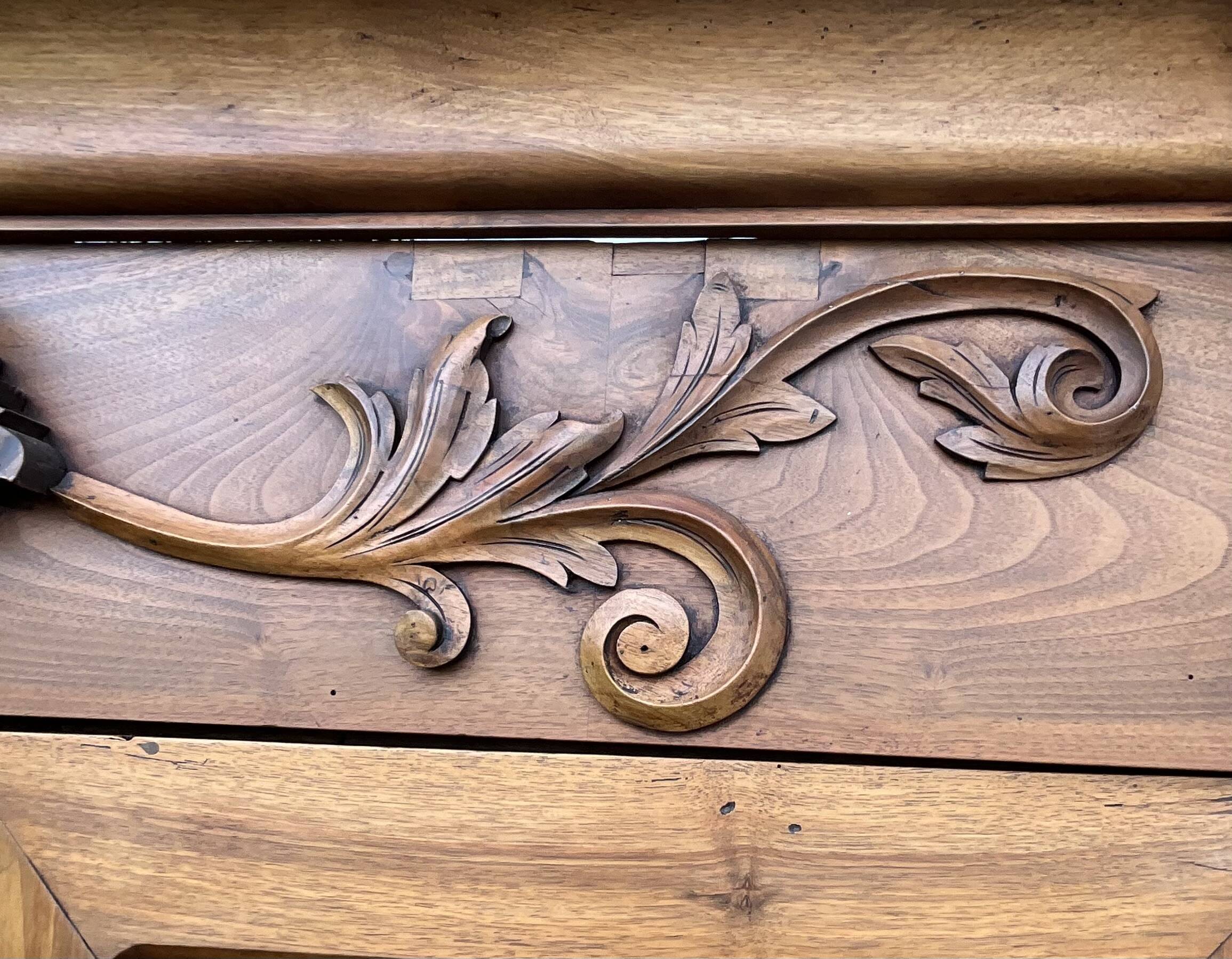 Empire wardrobe in solid walnut, France, mid-19th century.