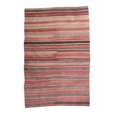 Pink & Brown Striped Pattern Vintage Kilim Rug, 167x254Cm