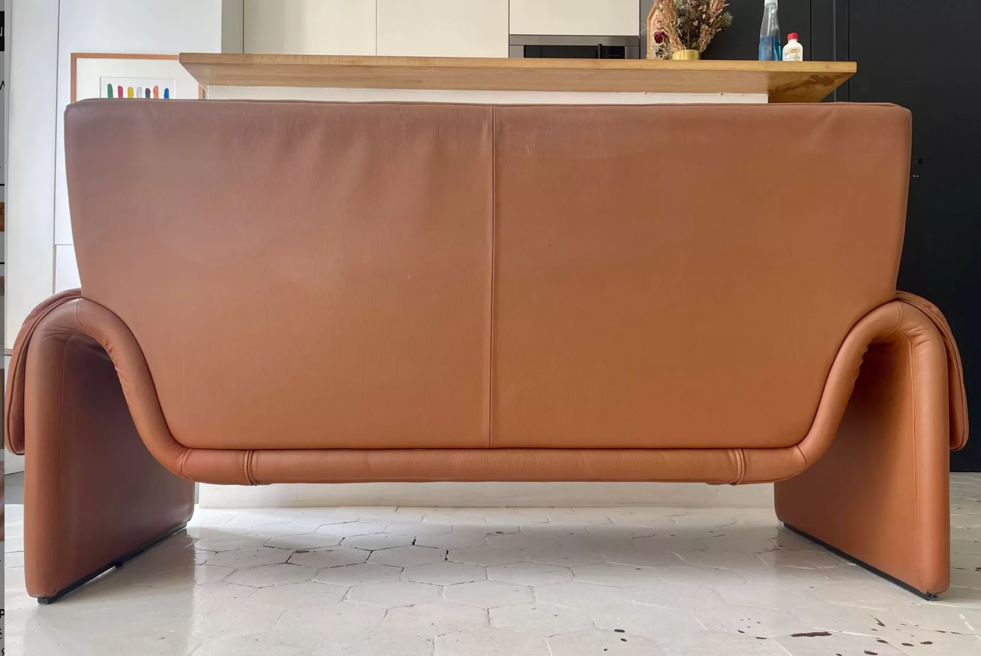 Tawny leather sofa De Sede "2011", Switzerland 1980