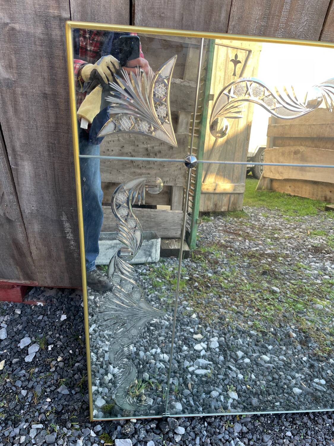 Vintage art deco cut glass bistro venetian mirror