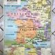 school map Librairie Armand Colin Reinhart and Wagret Roman Gaul with wooden hook 1970