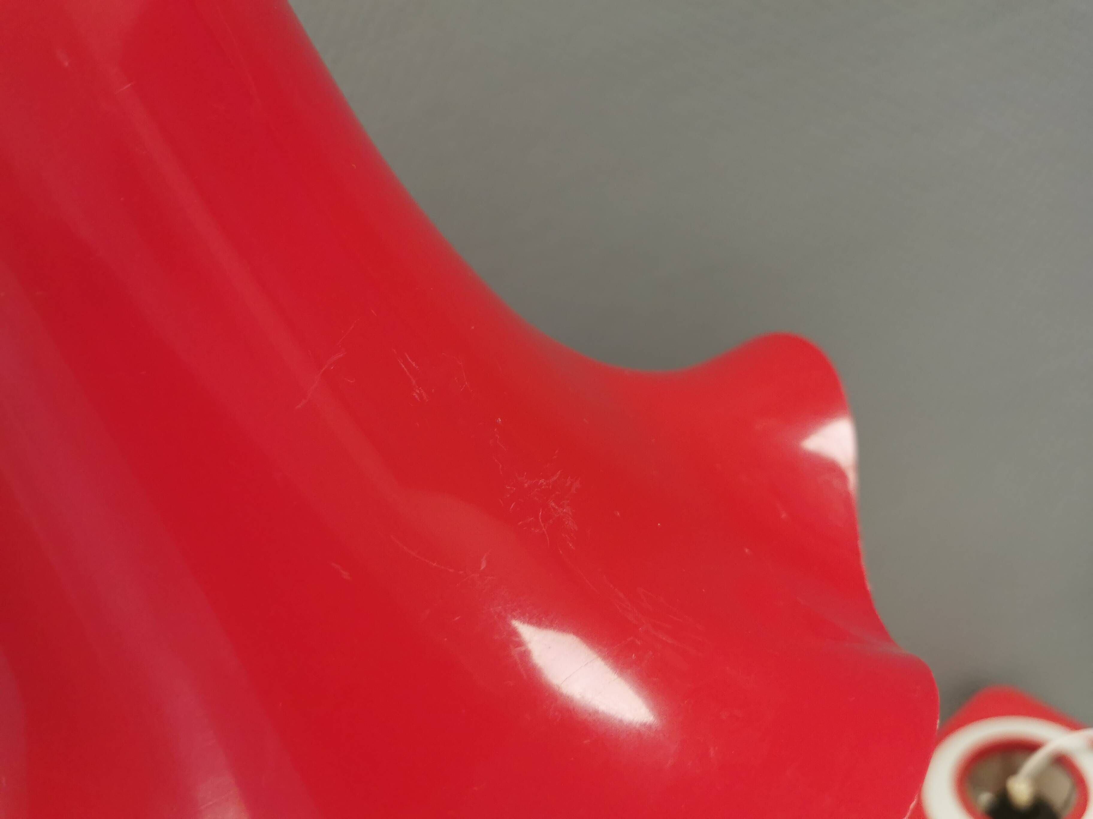 Red vintage hanging lamp made from ABC plastic. Denmark 1980s