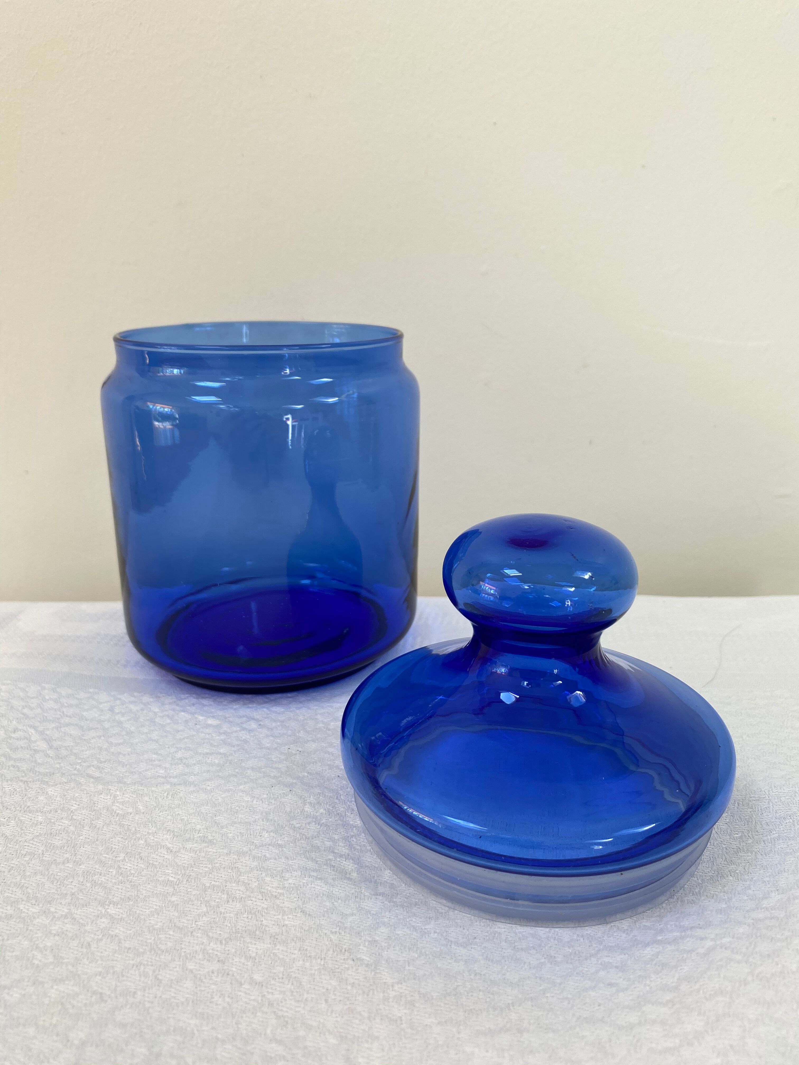 Vintage cobalt blue glass jar