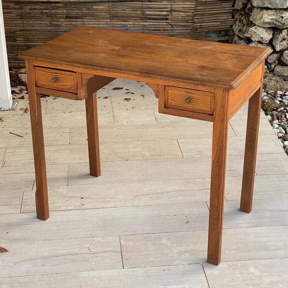 Desk with 2 drawers, oak, France, 1940