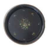 Plateau à servir en tôle avec décor fleuri