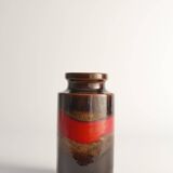 Mid-century Modern Fat Lava Red and Brown Stoneware Vase by Scheurich, W Germany
