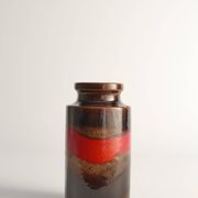 Mid-century Modern Fat Lava Red and Brown Stoneware Vase by Scheurich, W Germany